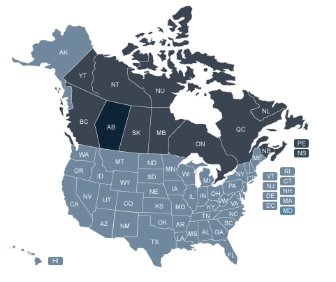 map of canada and us. USA amp; Canada Dealer Map